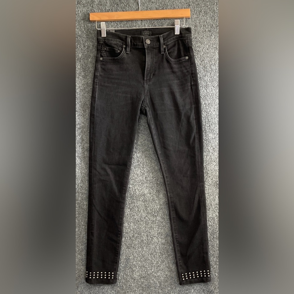 Citizens of Humanity Womens 24 Jeans High Rise Rocket Ankle Skinny Black Studs